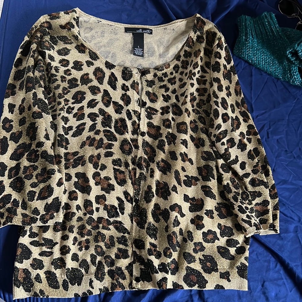 Y2K cheetah print cropped cardigan